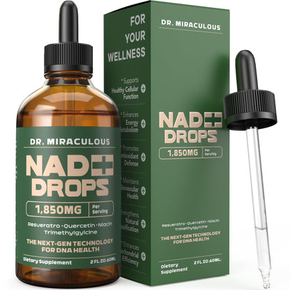 Dr. Miraculous NAD+ 1850mg Liquid Drops – Organic Nicotinamide Riboside, Lemon Flavor