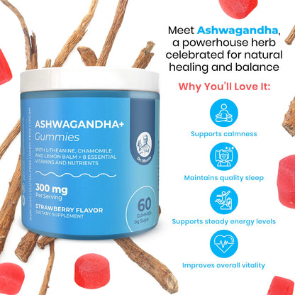 DR. MORITZ Ashwagandha Gummies – Calm, Immune Support, L-Theanine | Sugar Free & Non-GMO (60 Count)
