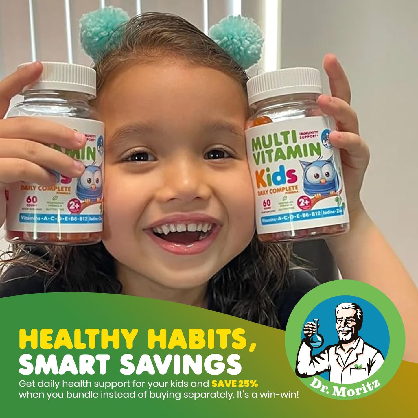 DR. MORITZ Omega-3 Gummies & Kids Multivitamins Bundle – Vegan DHA, Non-GMO