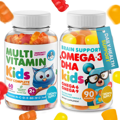 DR. MORITZ Omega-3 Gummies & Kids Multivitamins Bundle – Vegan DHA, Non-GMO