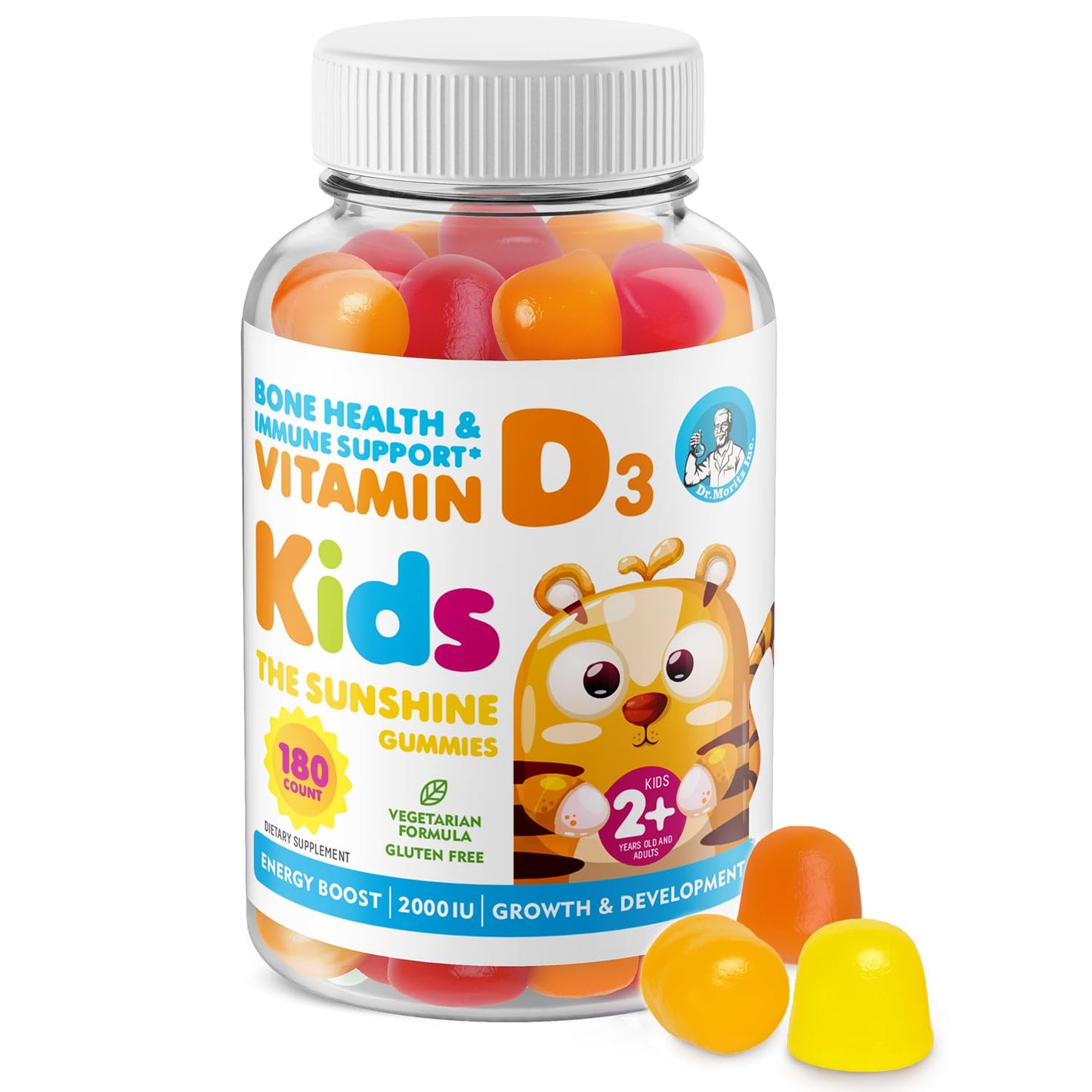 DR. MORITZ Vitamin D Gummies – 2000 IU, 180 Count, Vegetarian & Gelatin-Free | Immune Support for Kids & Adults