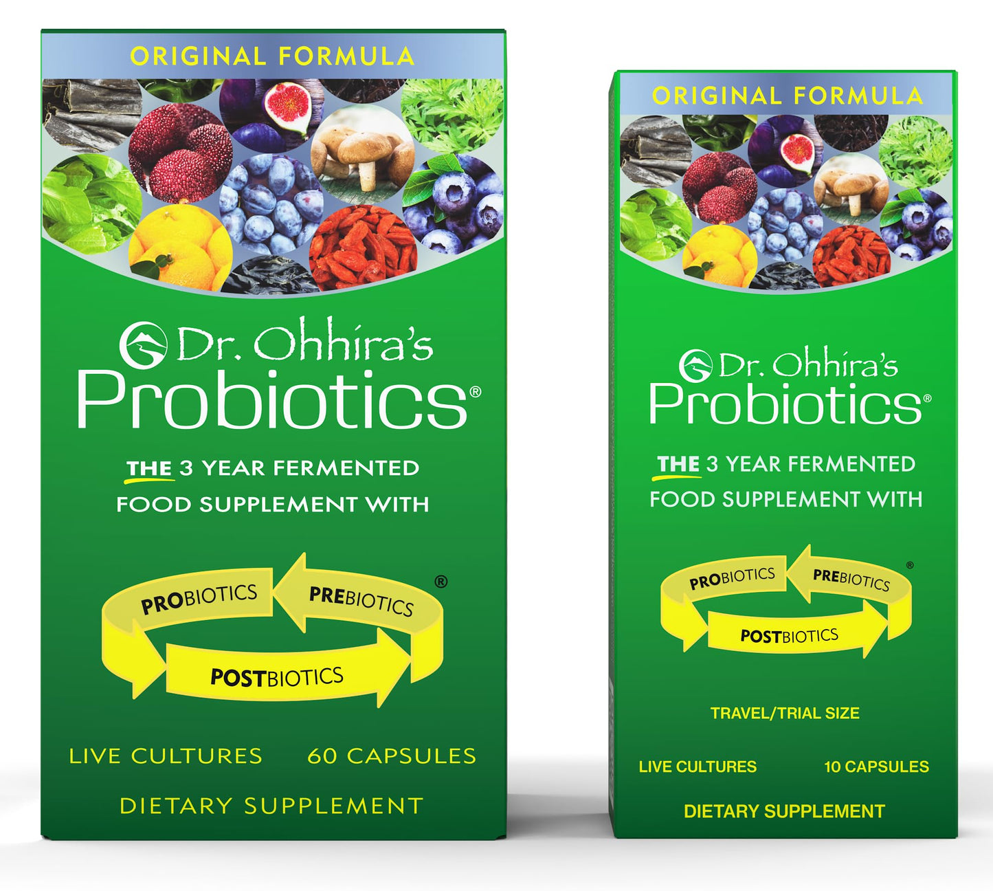 Dr. Ohhira's Probiotics Original Formula – 60 Caps + 10-Caps Travel Pack | 13 Strains, Prebiotics & Postbiotics | Essential Formulas