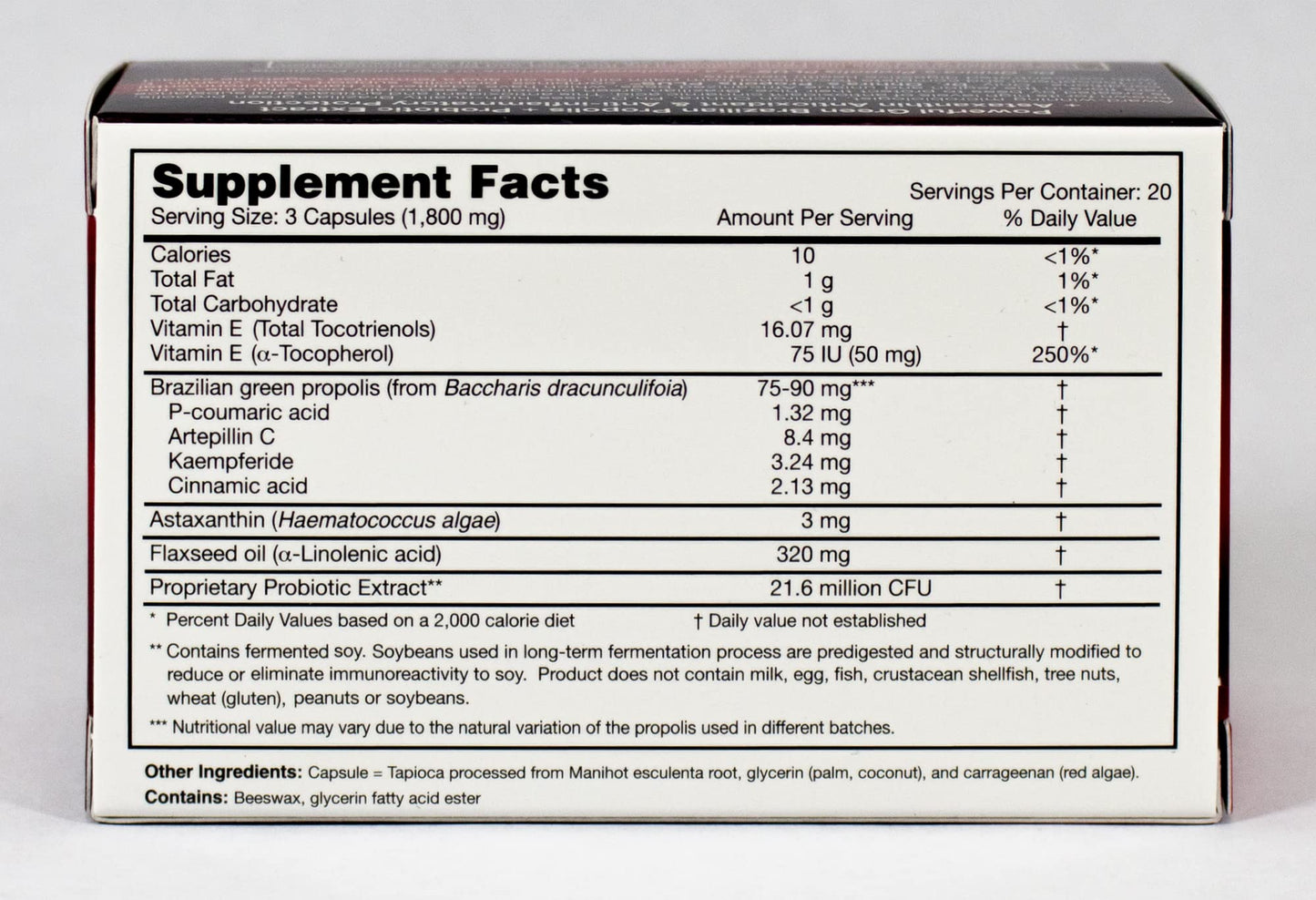 Dr. Ohhira's Propolis Plus 60 Capsules with Brazilian Green Propolis, Probiotic Extract and Astaxanthin