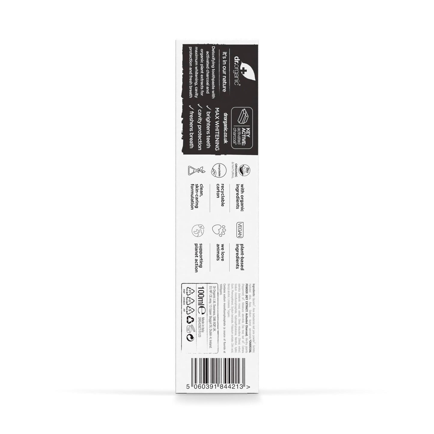 Dr Organic Extra Whitening Charcoal Toothpaste 100ml | Teeth Whitening