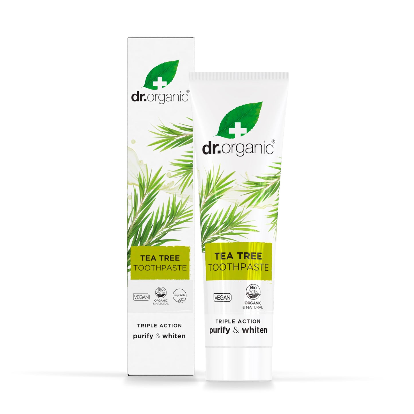 Dr.organic Tea Tree Toothpaste 100ml | Fresh Breath, Anti-Caries & Whitening