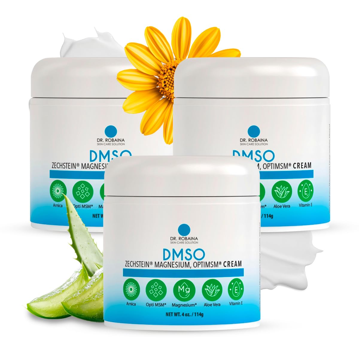 Dr. Robaina DMSO Cream – 99.9% Pure DMSO with Zechstein Magnesium & Arnica | Made in USA