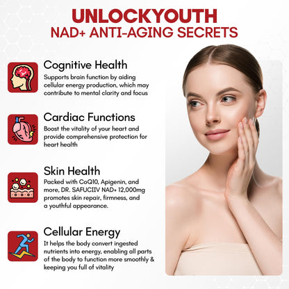 DR.SAFUCIIV NAD Supplement 12,000mg Extra Strength Alternative Liposomal, Urolithin A + Resveratrol for Men & Woemn, 8-in-1 Natural NAD+ Stick for Anti-Aging, Energy, Focus - 35 Packets