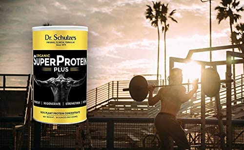 Dr. Schulze's SuperProtein Plus | 100% Plant Protein, Organic Powder, B-12 & Spirulina | 19 oz