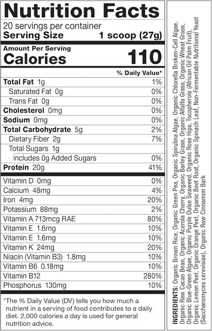 Dr. Schulze's SuperProtein Plus | 100% Plant Protein, Organic Powder, B-12 & Spirulina | 19 oz