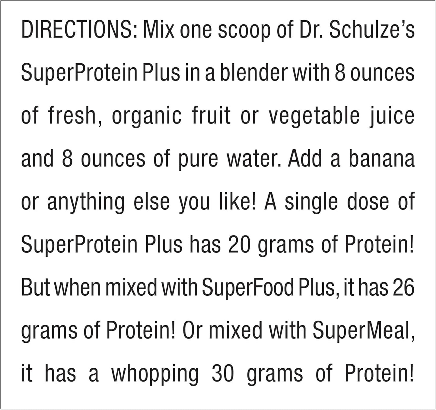 Dr. Schulze's SuperProtein Plus | 100% Plant Protein, Organic Powder, B-12 & Spirulina | 19 oz