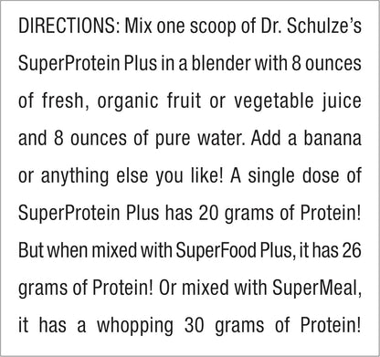 Dr. Schulze's SuperProtein Plus | 100% Plant Protein, Organic Powder, B-12 & Spirulina | 19 oz