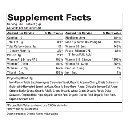 Dr. Schulze's SuperFood 100 - Everyday Plant-Based Multivitamin for Wellness - Gluten-Free & Dairy-Free - 90 Count