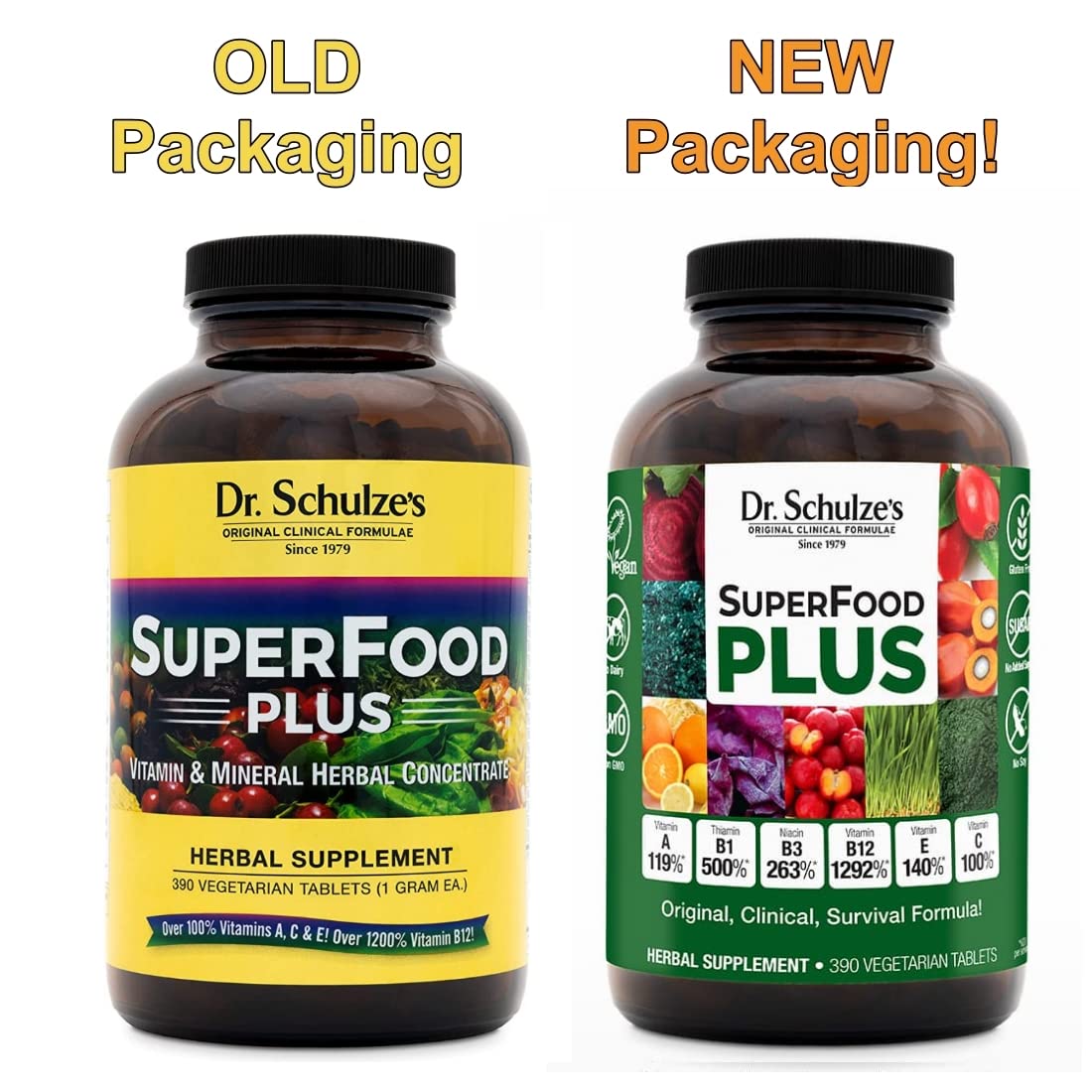Dr. Schulze's SuperFood Plus | Everyday Plant-Based Nutrition for Wellness | 390 Tablets