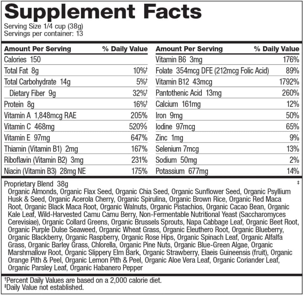 Dr. Schulze's SuperFood Ultra – Organic Super Food Powder with Vitamin B Complex & 520% Vitamin C | 17.4 oz