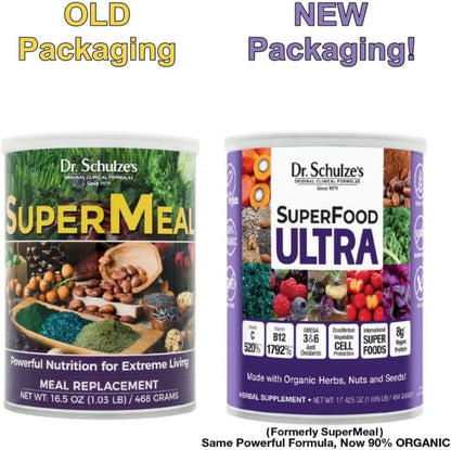 Dr. Schulze's SuperFood Ultra – Organic Super Food Powder with Vitamin B Complex & 520% Vitamin C | 17.4 oz