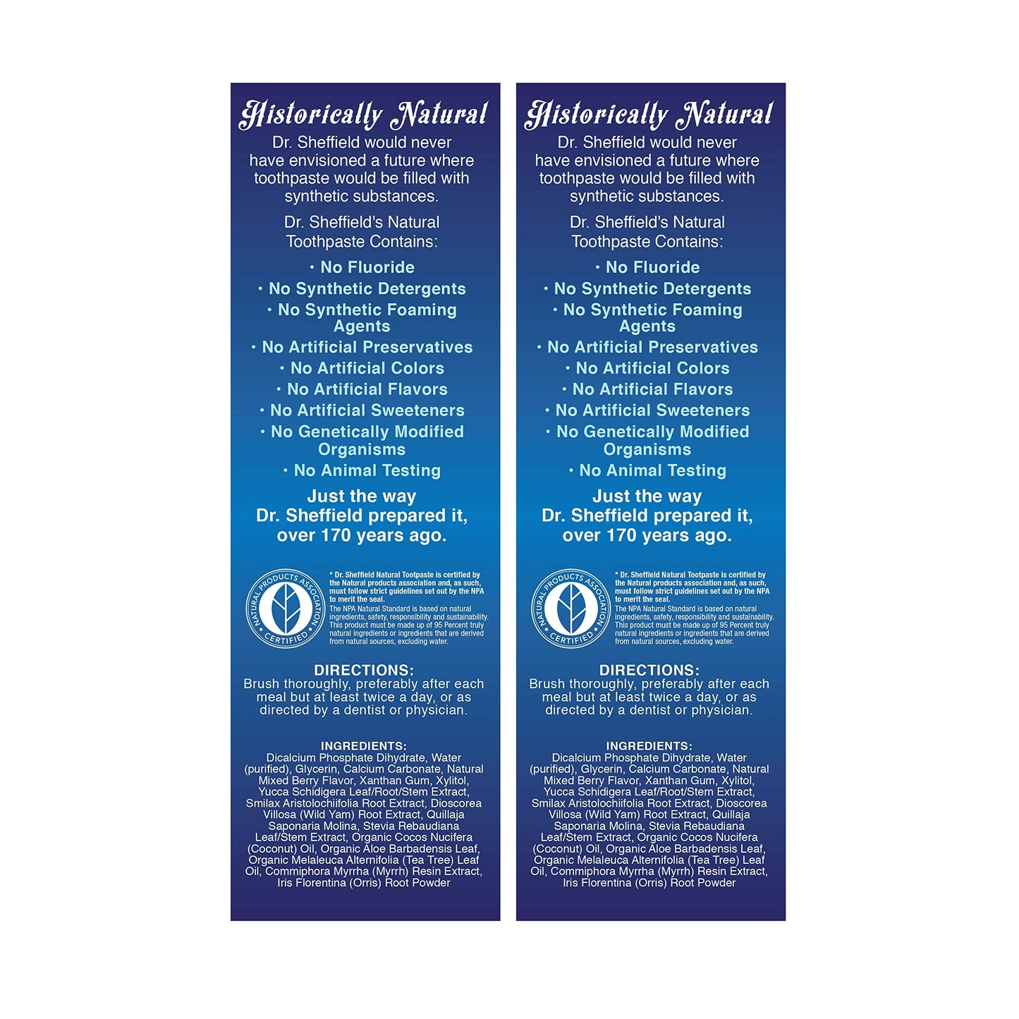 Dr. Sheffield’s Certified Natural Toothpaste – Mixed Berry, Fluoride Free, 2-Pack