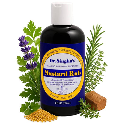 Dr. Singha's Mustard Rub – Ayurvedic Massage Oil (Relaxing, Purifying & Energizing) | Made in USA 6 oz