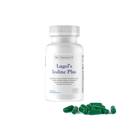 Dr. Tennant's Iodine Supplement Plus | Lugol's Iodine & Potassium Iodide with Selenium & Zinc | Supports Thyroid & Breast Health | 90 Capsules