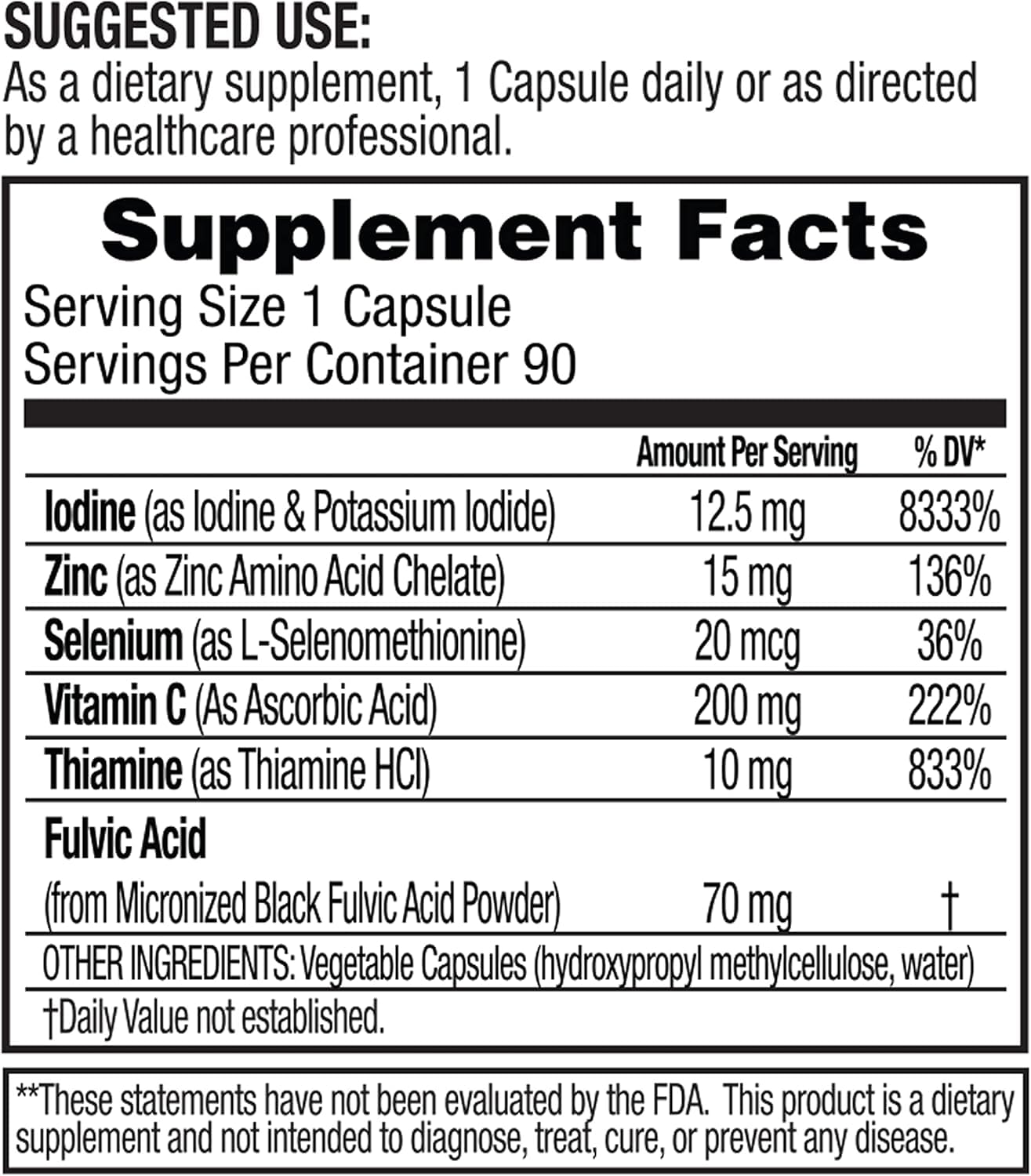 Dr. Tennant's Iodine Supplement Plus | Lugol's Iodine & Potassium Iodide with Selenium & Zinc | Supports Thyroid & Breast Health | 90 Capsules