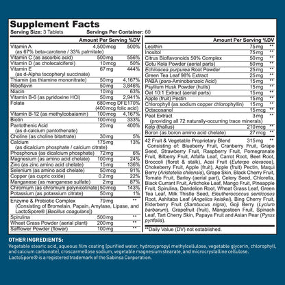Dr. Tobias Adult Multivitamin for Women & Men – Immune Support, 42 Fruits & Vegetables, Vegan, Non-GMO, 180 Tablets