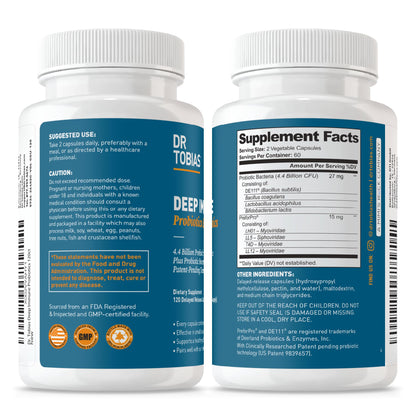 Dr. Tobias Deep Immune Probiotics & Prebiotics – Dual Action Digestive Support (120 Capsules)