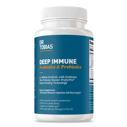 Dr. Tobias Deep Immune Probiotics & Prebiotics – Dual Action Digestive Support (120 Capsules)
