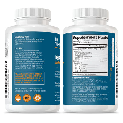 Dr. Tobias Deep Immune Probiotics & Prebiotics – Dual Action Digestive & Immune Support, 180 Capsules