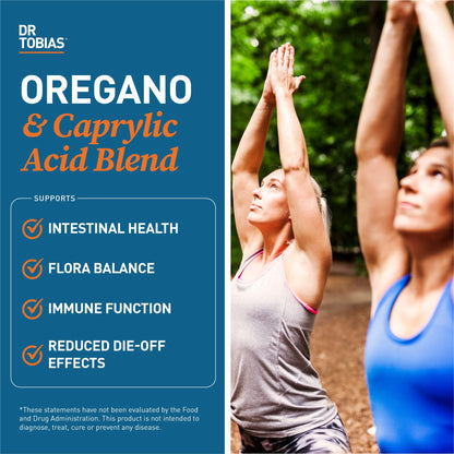 Dr. Tobias Oregano & Caprylic Acid Blend – Gut Flora Balance, Probiotics & Enzymes, 120 Capsules
