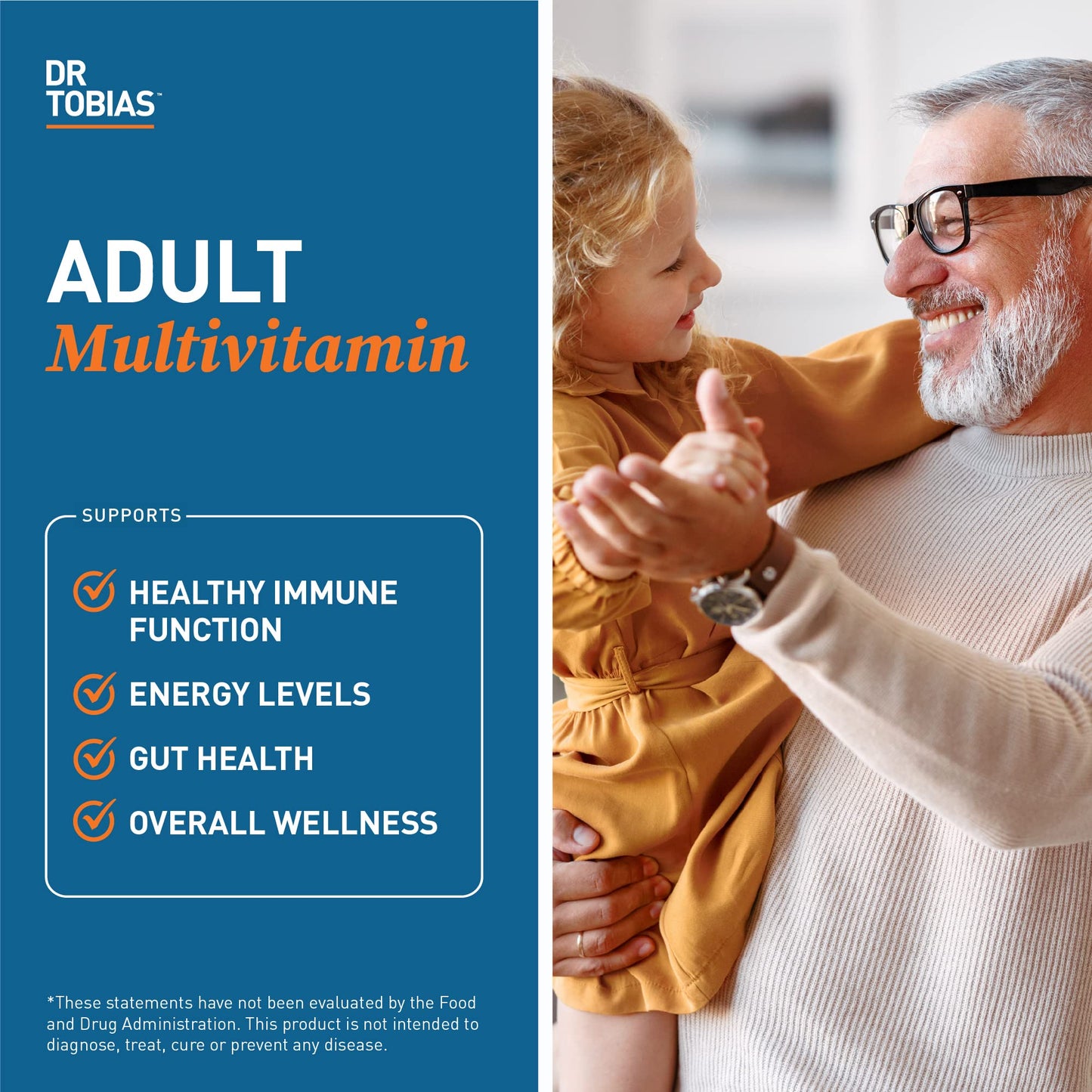 Dr. Tobias Adult Multivitamin for Women & Men – Immune Support, 42 Fruits & Vegetables, Vegan, Non-GMO, 180 Tablets