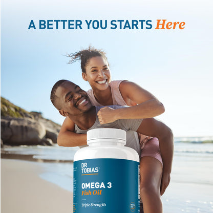 Dr. Tobias Omega-3 Fish Oil 2000mg Triple Strength – 800mg EPA / 600mg DHA per Serving | Heart, Brain & Immune Support | 360 Softgels