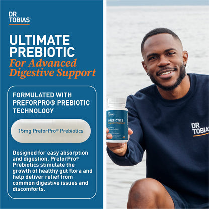 Dr. Tobias Prebiotics Digestive Support – Advanced Prebiotic for Gut Health, Immunity & Probiotic Boost, 90 Capsules