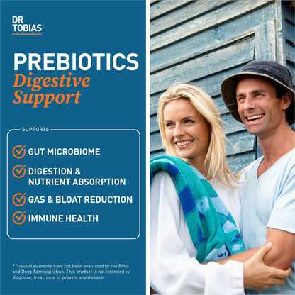 Dr. Tobias Prebiotics Digestive Support – Advanced Prebiotic for Gut Health, Immunity & Probiotic Boost, 90 Capsules