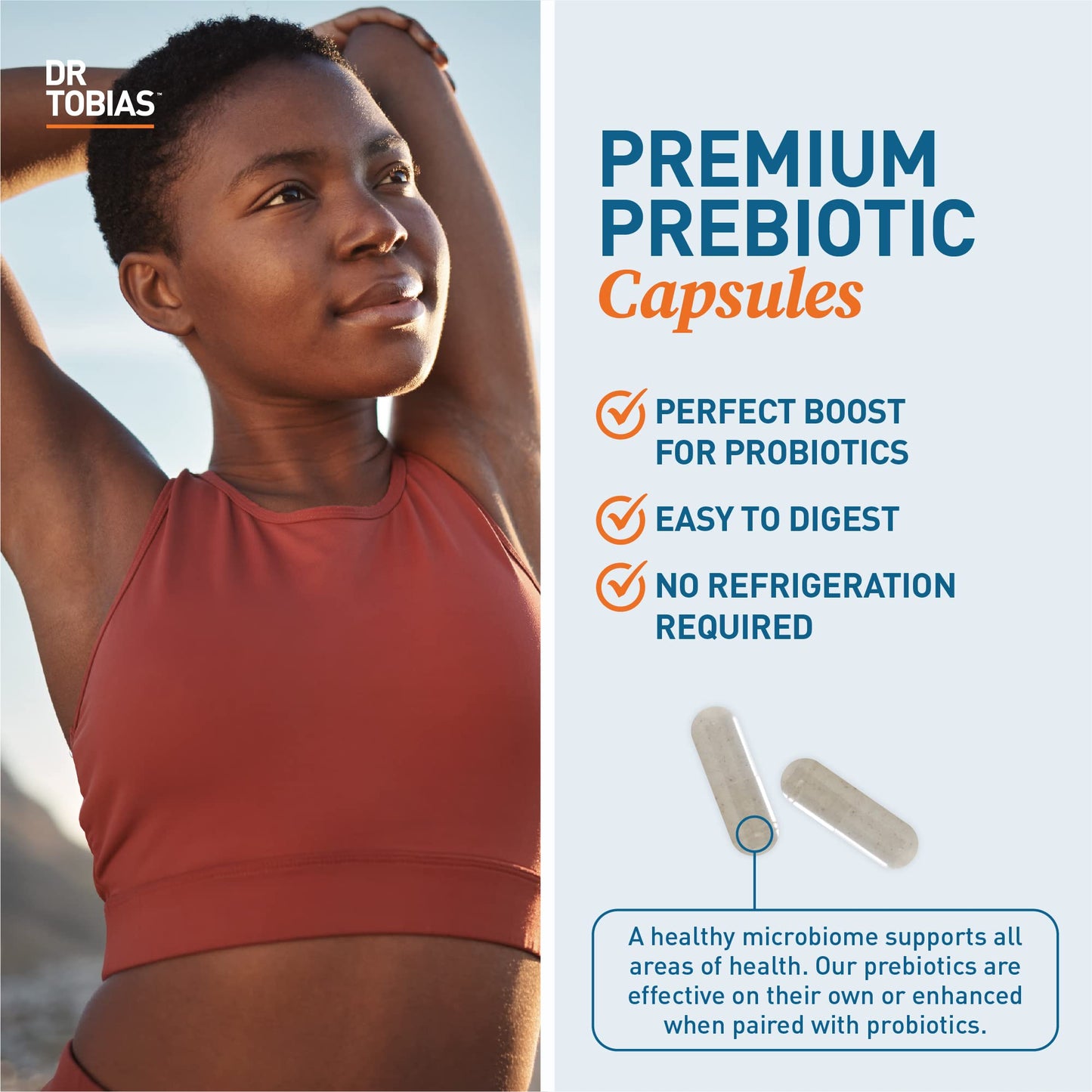 Dr. Tobias Prebiotics Digestive Support – Advanced Prebiotic for Gut Health, Immunity & Probiotic Boost, 90 Capsules