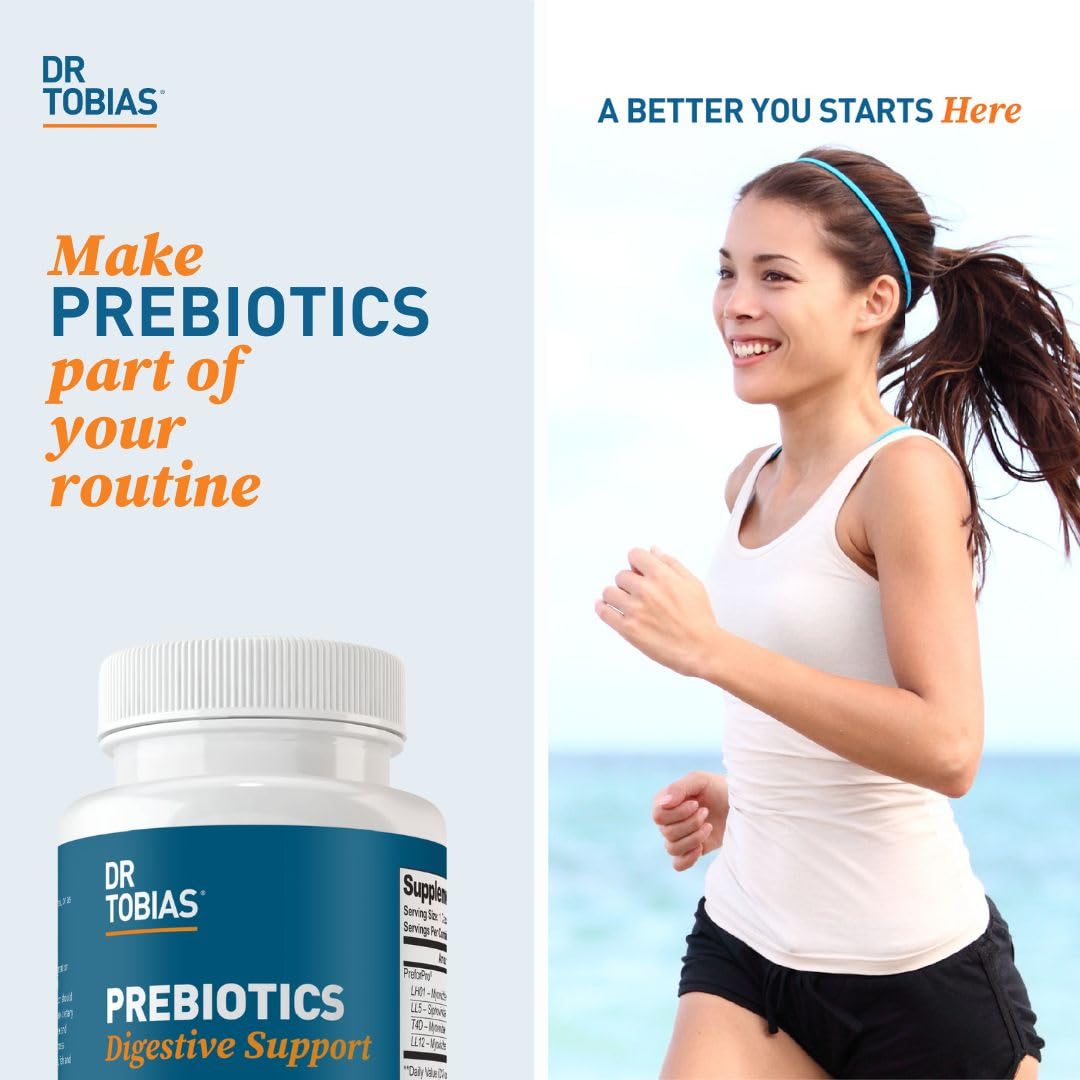 Dr. Tobias Prebiotics Digestive Support – Advanced Prebiotic for Gut Health, Immunity & Probiotic Boost, 90 Capsules