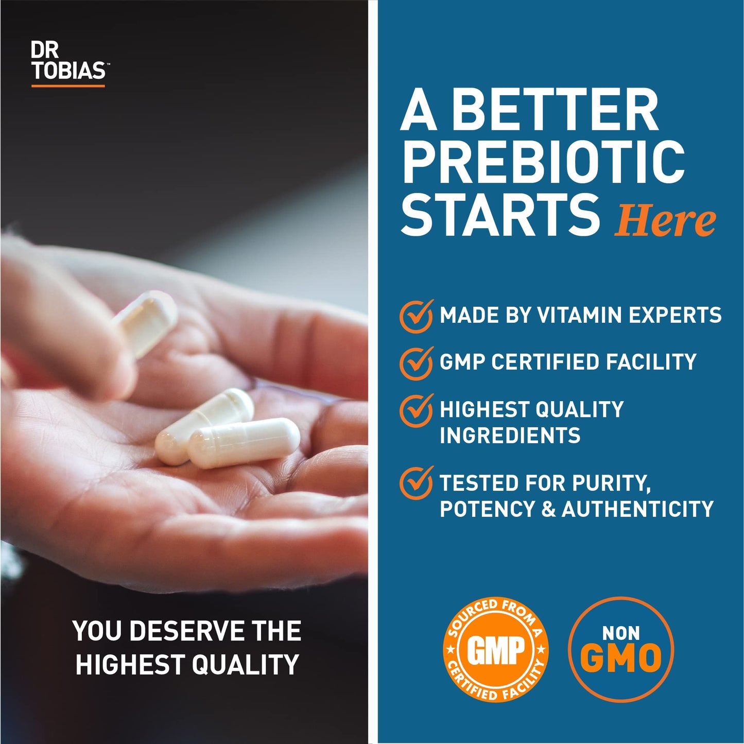 Dr. Tobias Prebiotics Digestive Support – Advanced Prebiotic for Gut Health, Immunity & Probiotic Boost, 90 Capsules