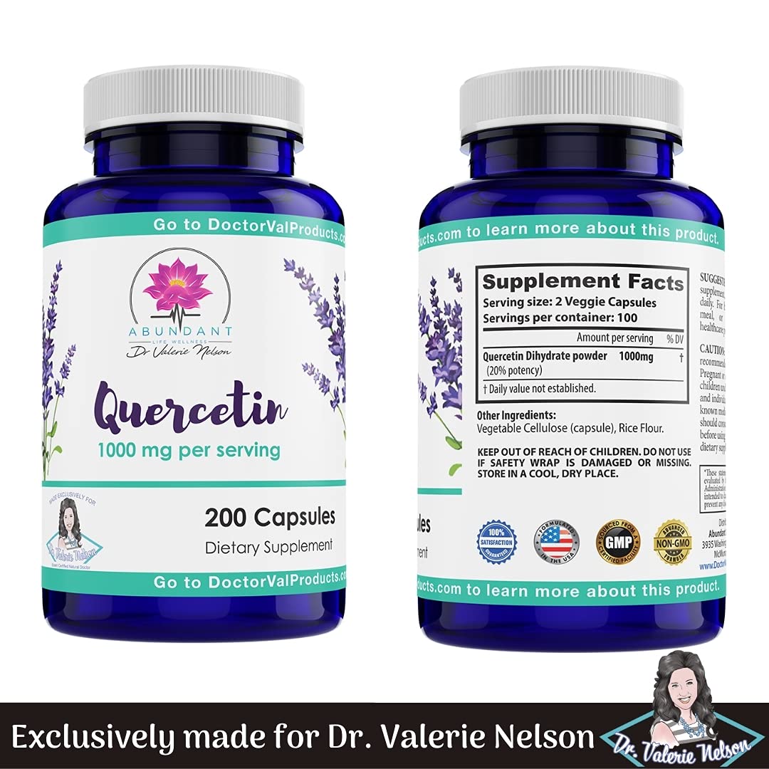 Dr. Valerie Nelson Quercetin 500 mg - 200 Capsules | Made in USA - Best Value
