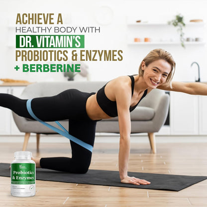 DR VITAMIN SOLUTIONS GLP-1 Support Enzymes, Probiotics & Berberine for Digestive Health | Gut Health, Bloating Relief | 30 Ct