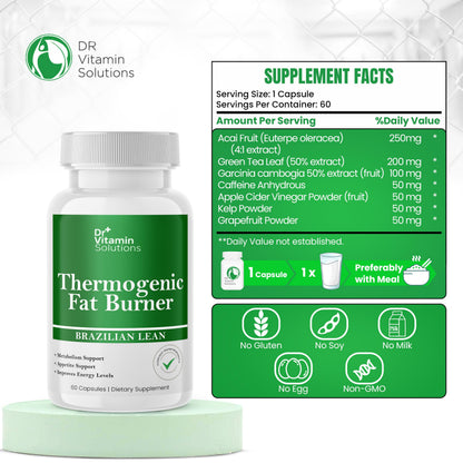 DR VITAMIN SOLUTIONS Thermogenic Fat Burner – Brazilian Lean (60 Capsules)