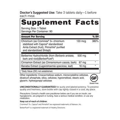 Dr. Whitaker’s Berberine GlucoGold — 1500 mg Berberine with Cinnamon & Banaba (90 Tablets)