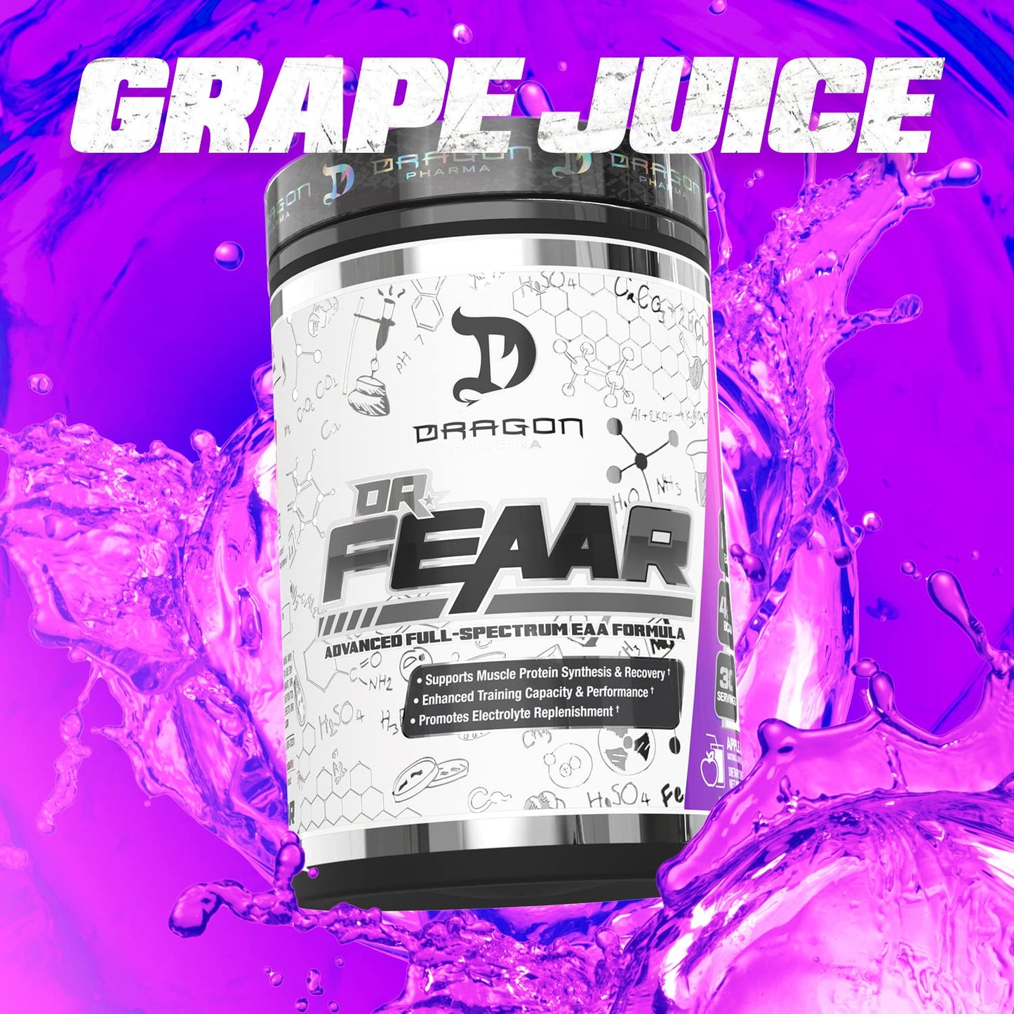 DRAGON PHARMA Dr. FEAAR Advanced Full-Spectrum EAA Matrix – 30 Servings (Grape Juice)