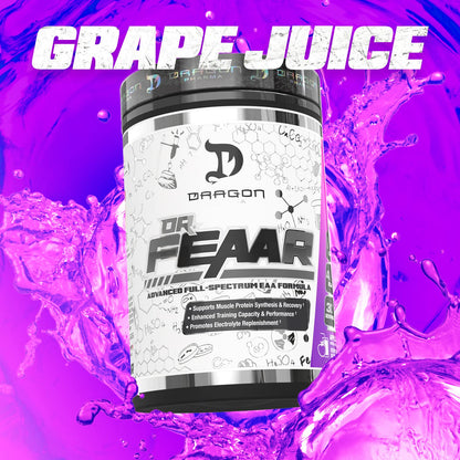 DRAGON PHARMA Dr. FEAAR Advanced Full-Spectrum EAA Matrix – 30 Servings (Grape Juice)
