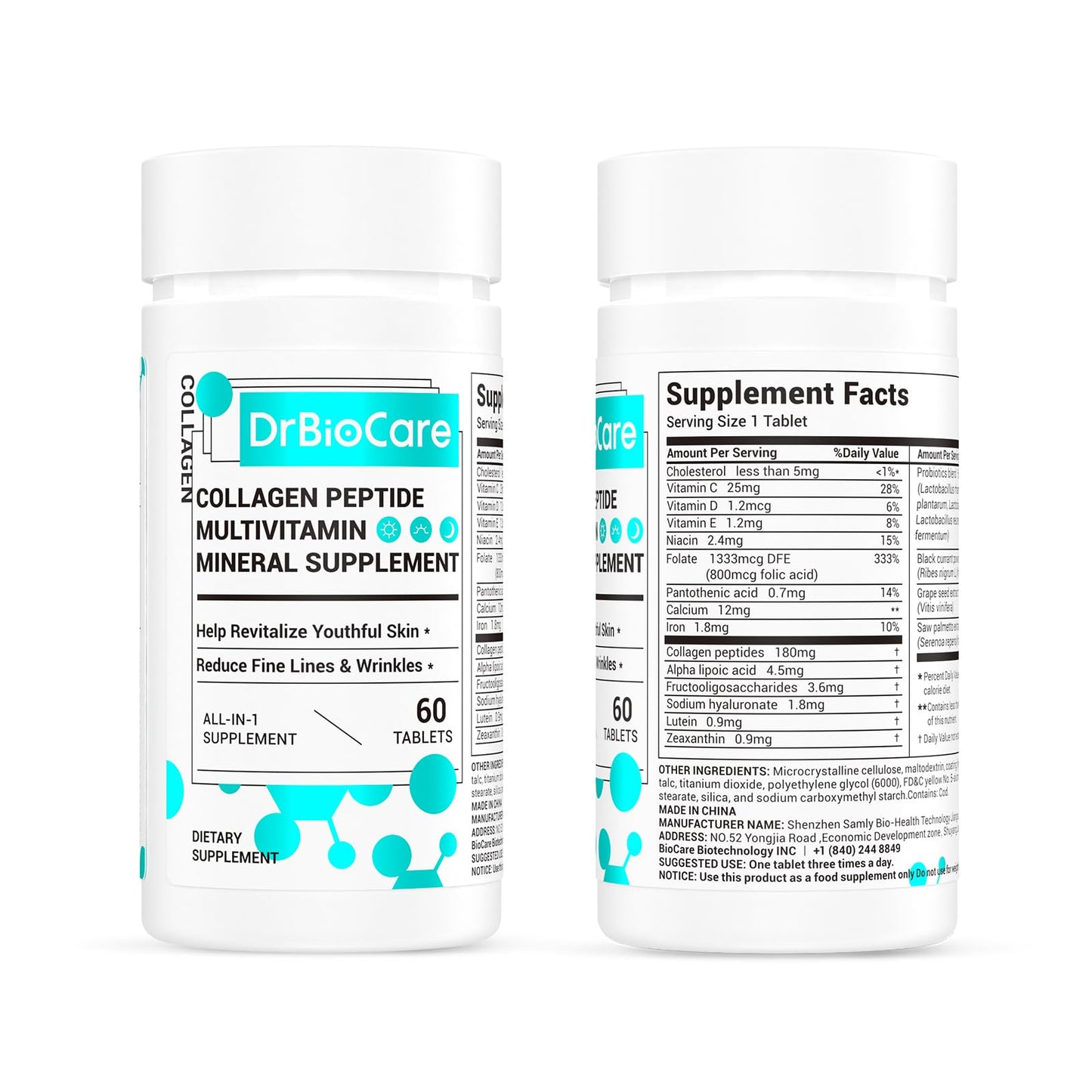 DrBioCare Collagen Peptides for Women – Beauty Vitamin & Mineral Supplement, 120 Tablets