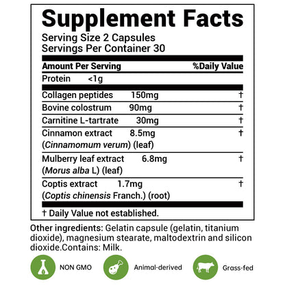 DrBioCare Living Collagen L-Carnitine Complex – Grass-Fed Collagen, Colostrum & More | 120 Capsules