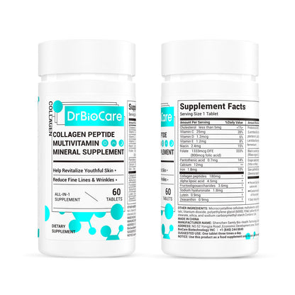 DrBioCare Collagen Peptides for Women – Beauty Vitamin & Probiotic Supplement (120 Tablets)