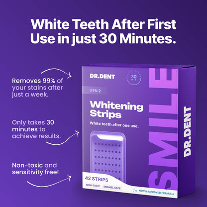 DRDENT Purple Teeth Whitening Strips - Safe for Enamel, 42 Strips