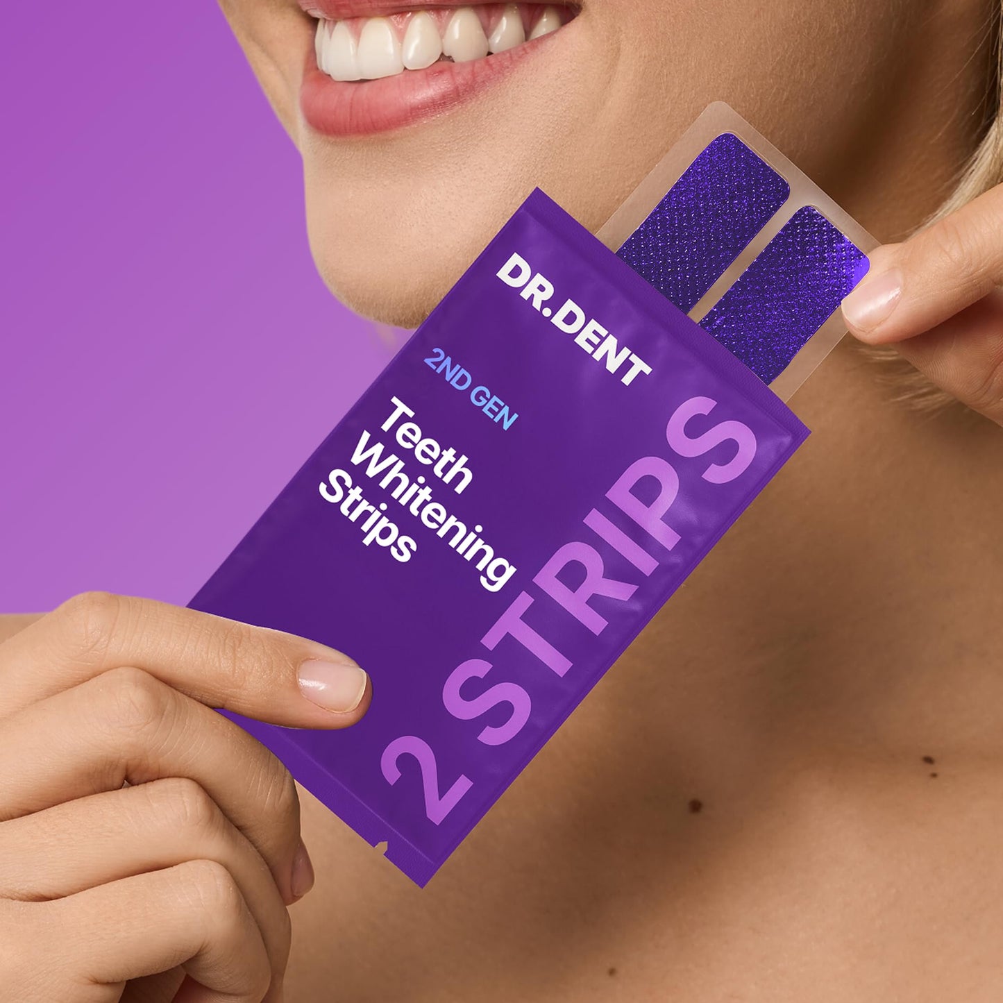 DRDENT Purple Teeth Whitening Strips - Safe for Enamel, 42 Strips