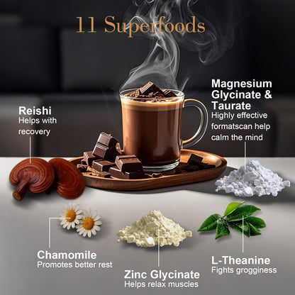 Dream Cocoa Magnesium Hot Cocoa – Melatonin-Free Sleep Support with Reishi, L-Theanine & Zinc Glycinate | 30 Servings