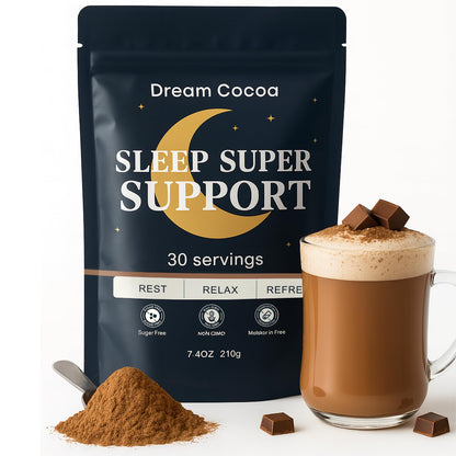 Dream Cocoa Magnesium Hot Cocoa – Melatonin-Free Sleep Support with Reishi, L-Theanine & Zinc Glycinate | 30 Servings