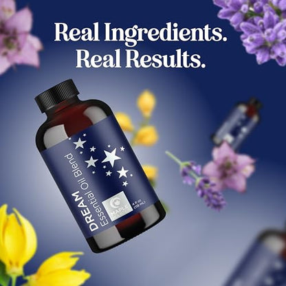 Sleep Essential Oil Blend for Diffusers – Dream Essential Oil for Nighttime Aromatherapy (4oz) with Lavender, Ylang-Ylang, Clary Sage & Roman Chamomile