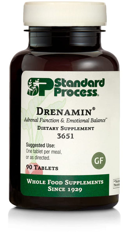 Drenamin Adrenal Support by Standard Process | Gluten-Free, Non-Dairy & Non-Soy | 90 Tablets